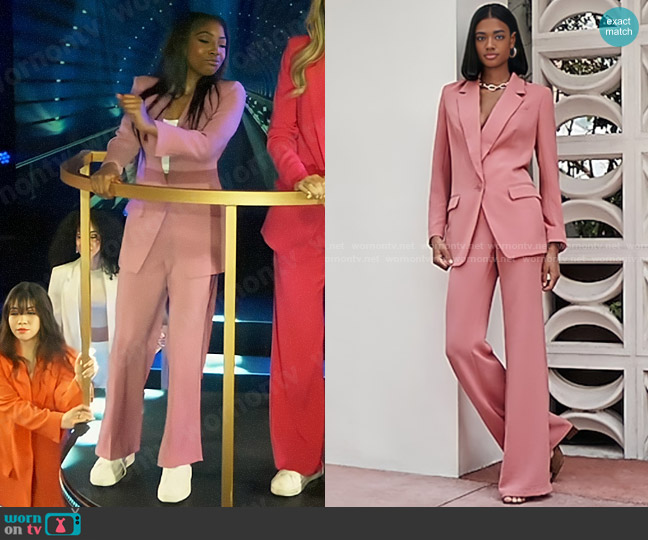 Express One Button Cinched Boyfriend Blazer worn by Trina Robinson (Tabyana Ali) on General Hospital