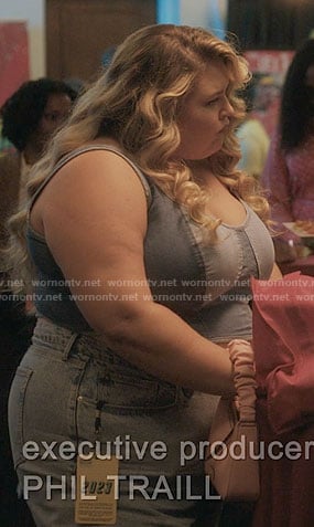 Felicia’s colorblock denim bustier top on Single Drunk Female