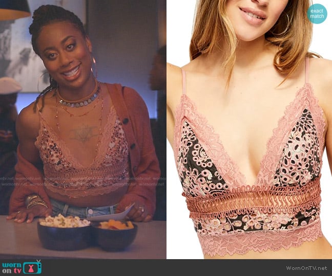 Free People Emma Soft Bralette worn by Malika Williams (Zuri Adele) on Good Trouble