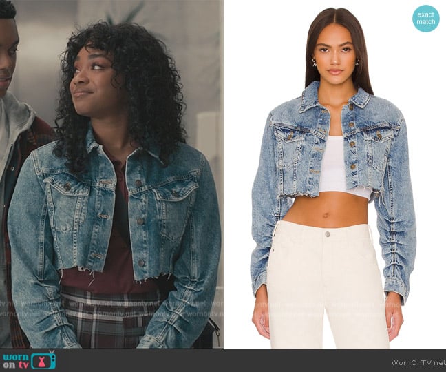 Free People Ollie Femme Trucker Jacket worn by Lisa (Simone Joy Jones) on Bel-Air