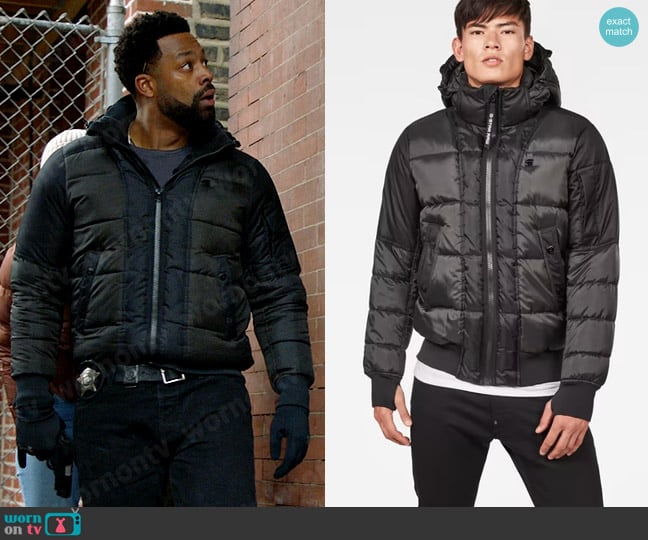 G Star RAW Whistler Quilted Hooded Bomber worn by Kevin Atwater (LaRoyce Hawkins) on Chicago PD