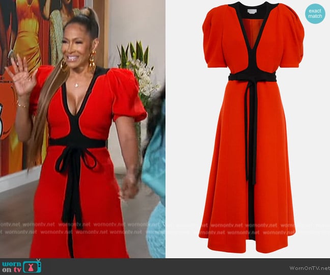 Gabriela Hearst Luz wool crêpe midi dress worn by Sheree Whitfield on The Talk