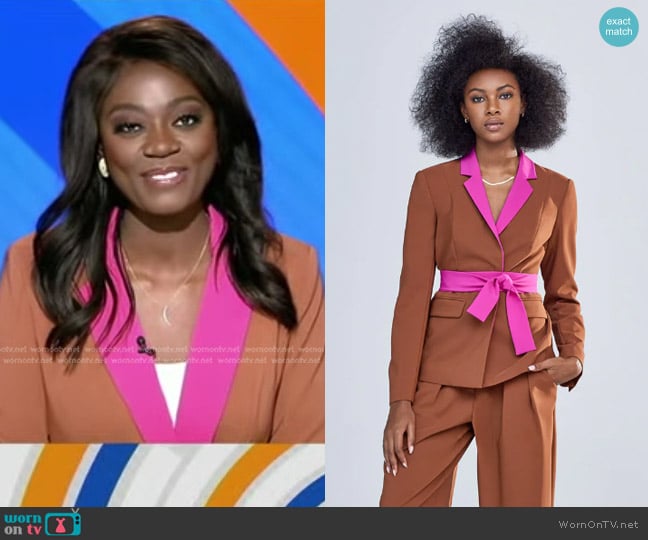 Gabrielle Union Colorblock Blazer worn by Faith Abubey on Good Morning America