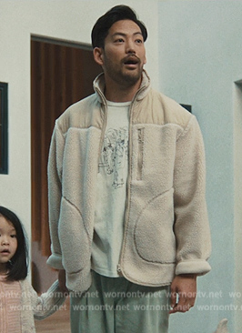 George’s sherpa cardigan and tee on Beef