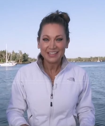 Ginger’s white zip up jacket on Good Morning America