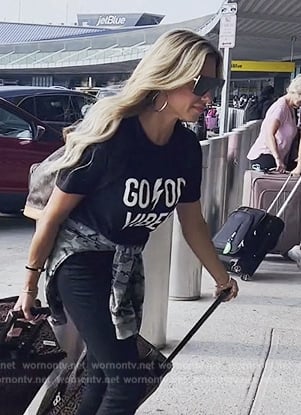 Danielle’s black Good Vibes print tee on The Real Housewives of New Jersey