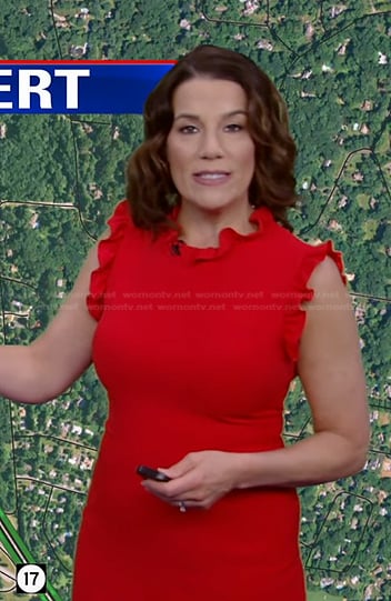 Heather’s red ruffle trim dress on Good Morning America