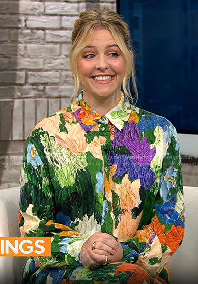 Helene York’s painted floral outfit on CBS Mornings
