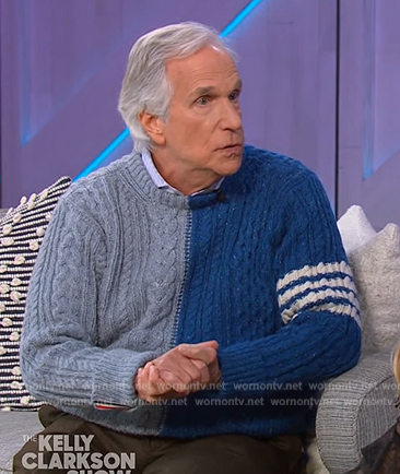 Henry Winkler’s colorblock cable knit sweater on The Kelly Clarkson Show