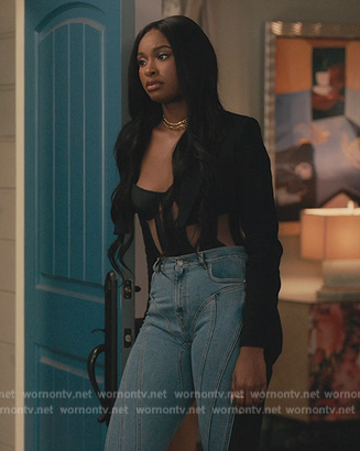 Hilary’s black mesh panelled top on Bel-Air