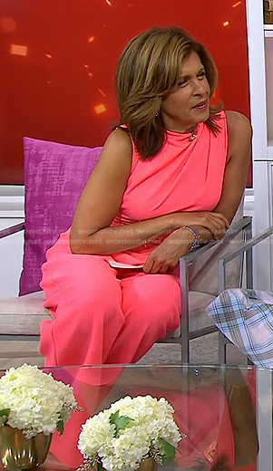 Hoda’s pink sleeveless wide-leg jumpsuit on Today