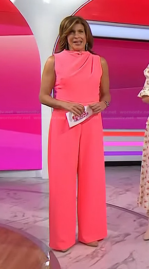 Hoda’s pink sleeveless wide-leg jumpsuit on Today