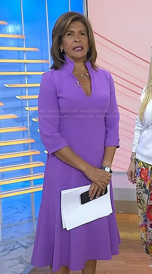 Hoda’s purple v-neck midi dress on Today