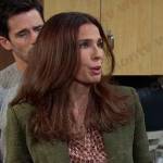 Hope’s geometric print blouse and green blazer on Days of our Lives