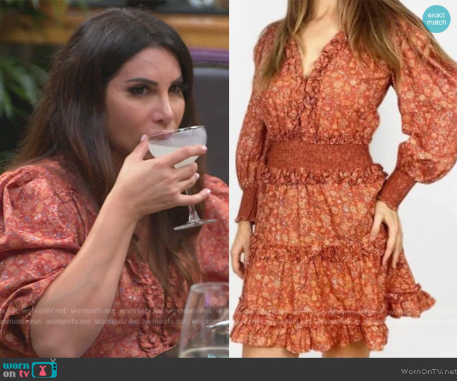 House of Harlow x Revolve Wallis Rust Dress worn by Jennifer Aydin on The Real Housewives of New Jersey