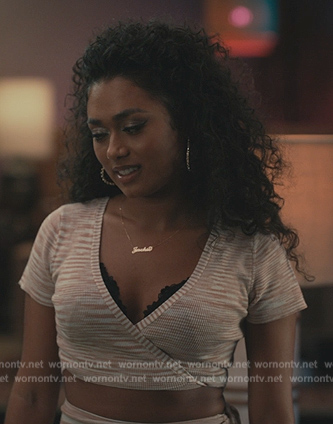 Jackie’s space dye cropped cardigan on Bel-Air