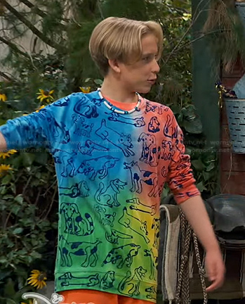 Jake’s multicolor dog print sweatshirt on Bunkd