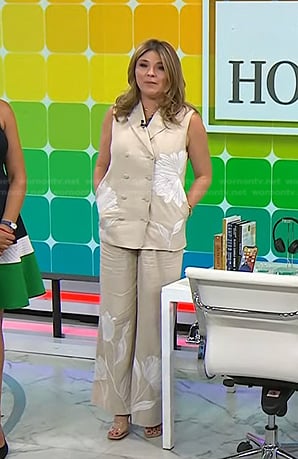 Jenna’s beige floral embroidered vest and pants on Today