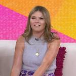 Jenna’s sleeveless fuzzy top and purple floral skirt on Today