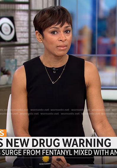 Jericka Duncan’s black sheath dress on CBS Mornings