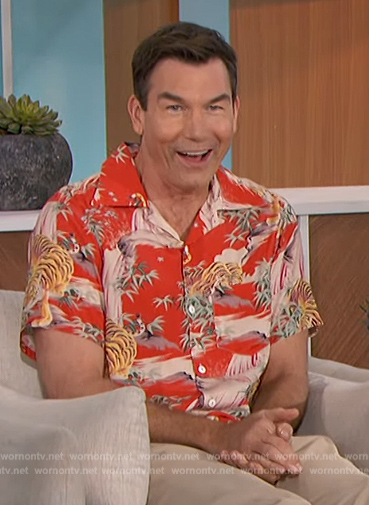 Jerry’s red Hawaiian print shirt on The Talk