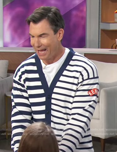 Jerry’s blue stripe cardigan on The Talk