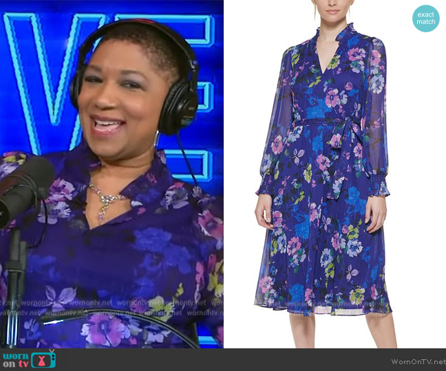 Jessica Howard Belted Chiffon Midi Dress worn by Deja Vu on Live with Kelly and Mark