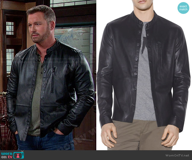 John Varvatos Wyatt Leather Snap-Front Shirt Jacket worn by Brady Black (Eric Martsolf) on Days of our Lives