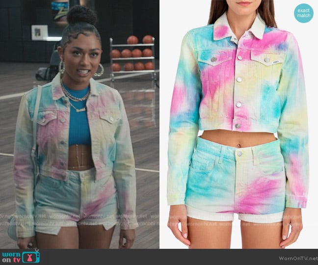 Jordache Diagonal Rainbow Cropped Jacket worn by (Jazlyn Martin) on Bel-Air