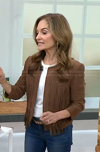 Joy Bauer’s brown suede fringed jacket on Today
