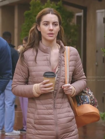 Jules’s pink puffer jacket on Greys Anatomy