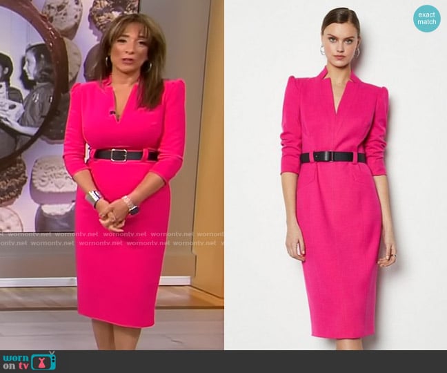 Karen Millen Forever Belted Dress worn by Michelle Miller on CBS Mornings