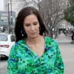 Karen Swensen’s green printed ruffle top on Today