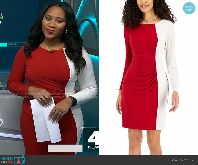 Kasper Quinn Colorblocked Boat-Neck Dress worn by Kay Angrum on NBC News Daily