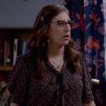 Kat’s black floral tie neck top on Call Me Kat