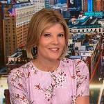 Kate Snow’s pink floral short sleeve dress on NBC News Daily