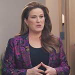 Katherine’s purple floral jacquard blazer on American Auto