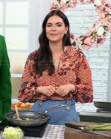 Katie Lee Biegel’s pink floral blouse and jeans on Today