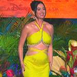 Katy’s yellow embellished halter top and skirt on American Idol