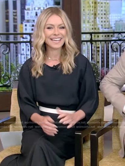 Kelly’s black midi dress on Live with Kelly and Ryan