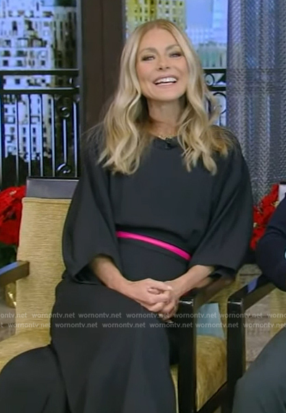 Kelly’s black midi dress on Live with Kelly and Ryan