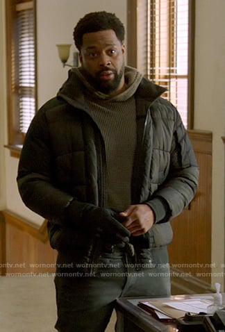 Kevin’s quilted bomber jacket on Chicago PD