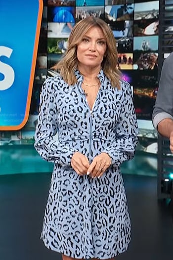 Kit’s blue leopard print dress on Access Hollywood