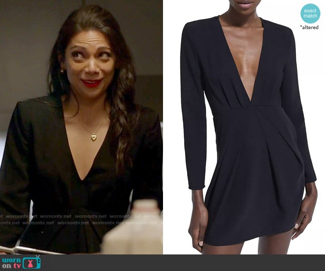 The Kooples Glam Black V Neck Dress worn by Helen Tasker (Ginger Gonzaga) on True Lies