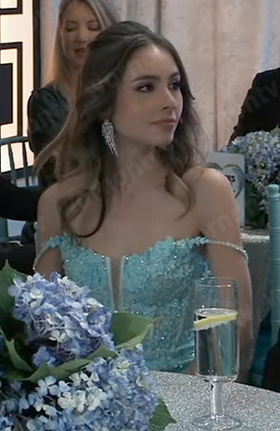 Molly’s aqua blue lace gown at the Nurses Ball 2023 on General Hospital