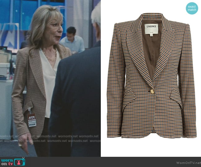 L'Agence Chamberlain Houndstooth Blazer worn by (Jeannie Berlin) on Succession