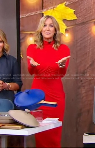 Lara’s red gathered waist dress on Good Morning America