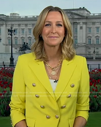 Lara’s yellow double breasted blazer on Good Morning America