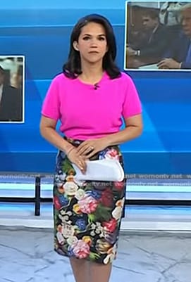 Laura Jarrett’s black floral skirt on Today