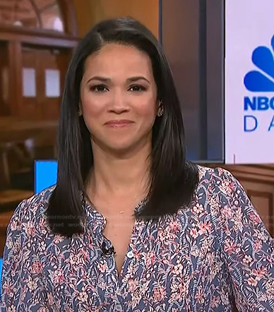 Laura Jarrett’s blue floral blouse on NBC News Daily